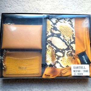 NWT Dune London Sartell Mustard Snake Card Holder Coin Purse Scarf Set